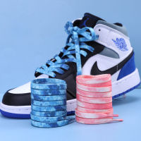 เชือกผูกรองเท้ามัดย้อมแอร์ฟอร์ซวัน AJ1 รองเท้าบาสเก็ตบอล 1970s เชือกรองเท้ากีฬาแบนสีอินเทรนด์