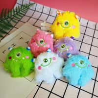 Ins Plush Big Eyes Monster Keychain Cute Cartoon Unicorn Plush Pendant Girl Bag Personality Accessories New Creative Round Toot Key Chains