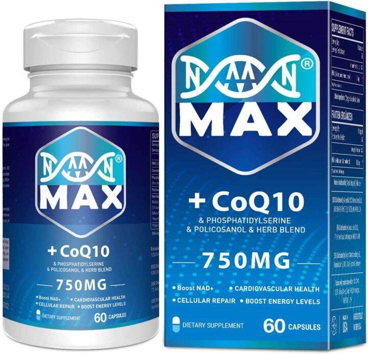 Advanced NMN MAX + CoQ10 Supplement 750mg Nicotinamide Mononucleotide