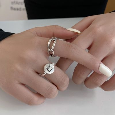 [COD] new English letter ring luck retro simple open female cross-border supply wholesale