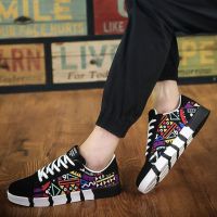 Walking Running Fashion Mens Graffiti Canvas Shoes Casual Sports Skate Sneakers