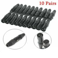 HVJ-10 Pairs Xlr Dmx 3 Pin Audio Microphone Cable Connectors 10pcs Male  10pcs Female Mic Snake Plug Cable Adapters