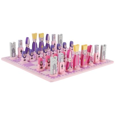 Travel Chess Set with Chess Board Educational Toys for Kids and Adults Pink