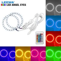 【Trending】 【HOT】 【Chat-support】 【Popular】 【New arrival】 【HOT】 Leewa ไฟ Led แสดงสีต่างๆ Rgb สำหรับรถยนต์2X80มม. ชุดไฟถ่ายภาพแหวนเฮโลดวงตานางฟ้าแบบไร้สายรีโมทคอนโทรลสำหรับรถยนต์