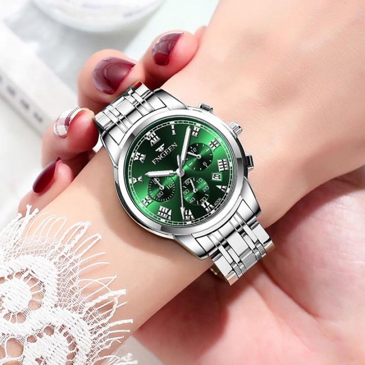 a-decent035-นาฬิกาผู้หญิงสแตนเลสแฟชั่น-roundquartzfolding-strap-ladiesdate-wrist-watches