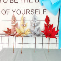 5Pcslot 65cm Large Flower Velvet Christmas Flower Christmas Tree Decoration Fake Flowers Home Mall Window Layout Faux Plants