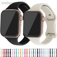 สายซิลิโคนของแท้2023สำหรับนาฬิกา Apple Ultra 49Mm 8 7 45Mm 41Mm สายรัดข้อมือเปลี่ยนสมาร์ทวอท์ชสำหรับ IWatch 6 5 4 3 2 SE 44Mm 42Mm 40Mm