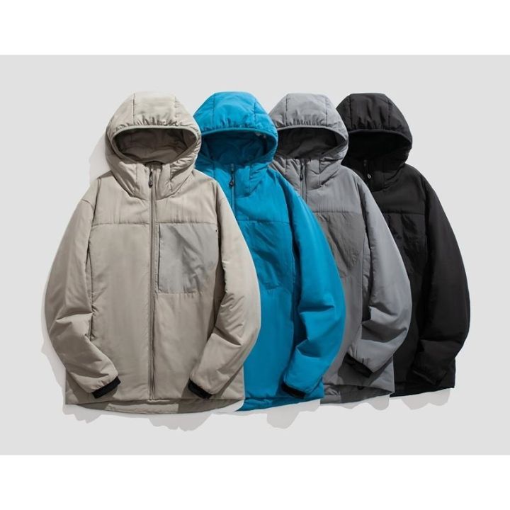 arcteryx-นกบ้านใหม่รุ่น2022สีกลางแจ้งผ้าห่มกันลมเปลือกนุ่มกระเป๋าซิป-hooded-เพิ่มเติมเสื้อคลุมผ้าฝ้าย