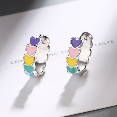 【YP】 Fashion Enamel Hoop Earrings Multicolor Round Accessory Jewelry Gifts
