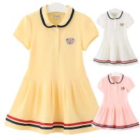 2023 ◇◑ Girls golf dress summer golf caddies lapel sports long skirt childrens sports short-sleeved polo skirt