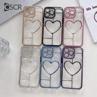 CSCR เคสโทรศัพท์แบบใสหัวใจแห่งความรักที่น่ารักสำหรับ iPhone 14 13 12 11 Pro Max 14 Plus 11pro 13ฝาครอบกันกระแทก