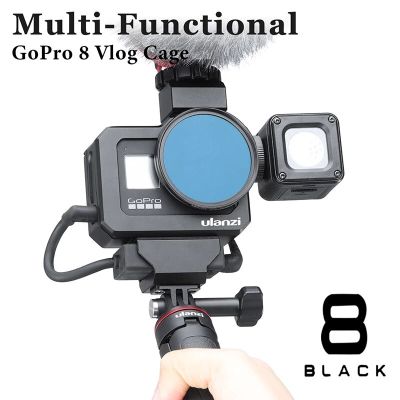 สำหรับกล้อง G8-5กรงโลหะสำหรับ Gopro8 Gopro Hero 8 Vlog เคสเย็นคู่สำหรับไมโครโฟนอุปกรณ์เสริมกล้องไฟแอลอีดี