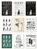 Black White Funny Bathroom Rules Sign Nordic Art Picture Print PVC Poster PP Glue Waterproof Home Decor Sticker