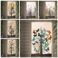 2023 Japanese Door Curtain Butterfly Printed Bedroom Kitchen Partition Doorway Decorative Drap Flower Shop Entrance Noren Hanging Curtain