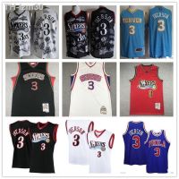 76ers No. 3 Iverson Jersey ครบรอบ 10 ปี เครื่องแบบบาสเก็ตบอลกลุ่มดาวย้อนยุคสีดำและสีขาว