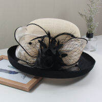 สตรีริบบิ้น Sun หมวกฤดูร้อน Church Designer Couture เจ้าสาว Kentucky Derby Curling Fedora หมวกสำหรับ Beach Travel Fascinator