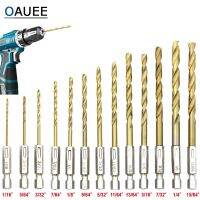 Oauee ดอกสว่านแบบบิดเกลียว1.5-6.5มม. สว่านเคลือบไทเทเนียมเหล็กความเร็วสูง Hss 13ชิ้น/ล็อต