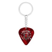 Punk Items Hellfire Club Guitar Pick Keychain Stranger Things Fashion Women/Men Red Key Chain Acessories Gifts Eddie Munson