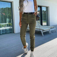 Spring Women Fashion Button Pencil Pants Elegant Slim Fit Solid Length Trousers 2022 Autumn Office Lady Casual Pocket Sweatpants