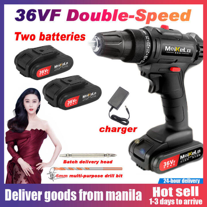 Original + 24 hours delivery 36vf Two batteries Cordless Drill Electric