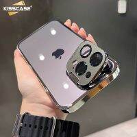 KISSCASE ฟิล์มเลนส์กระจกกรณีโทรศัพท์แบบขาตั้งซ่อนรูปสำหรับ Iphone 14 13 Pro Max ฝากันน้ำแข็ง Casing PC กันตกสำหรับ Iphone 14Promax 14pro 14ฝาหลังมาใหม่ล่าสุด