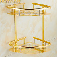 Free Shipping Wall Mounted Gold Color aluminum Bathroom Shower shampoo Shelf Basket Holder Fashion Double Layer YT-7026