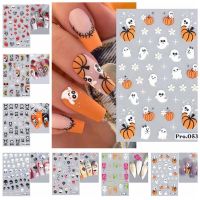 ฮาโลวีน halloween accessories YDIJEJ ลายกะโหลกผี สติกเกอร์เล็บฮาโลวีน ใยแมงมุมสไปเดอร์ ฟักทองฟักทองฟักทอง สีสันสดใส ตกแต่งเล็บ DIY ร้านทำเล็บ