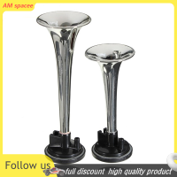 ? AM 2pcs Black Air Horn คู่ปั๊มลมแตรอากาศท่อรถรถบรรทุกรถไฟเรือ