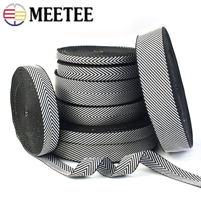 ：“{—— 10Meter Meetee 10-38Mm Jacquard Weing Tapes Black White Decorative Rions Band Bags Strap DIY Garment Sewing Accessories