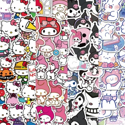 ○☇ 50pcs Hello Kitty Sticker Cute Sticker Mixed Sanrio Kuromi My Melody Stickers for Laptop Phone Kawaii Toys Gifts for Kids Girls