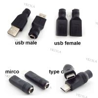 DC Female power Jack 5.5*2.1mm To USB 2.0 mirco type c type A Plug male Female Jack 5V Connector converter Adapter for Laptop YB23TH