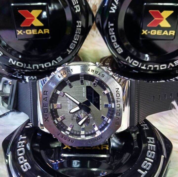นาฬิกาข้อมือ XGear ( เอ็กซเกียร์ ) แท้ 100 รุ่น หัวเหล็ก สายยาง ทรง 8
