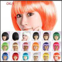 OKL9 14 สี ตรง Unisex วันฮาโลวีน เส้นใยสังเคราะห์ วิกผมบ๊อบ ชุดแต่งกาย