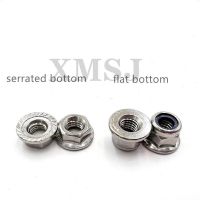 2/5pcs M4 M12 304 Stainless Steel Prevailing Torque Type All Metal Insert Hexagon Lock Nut With Flange Hex Self Locking GB6187