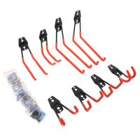 Garage Storage Utility Double Hooks, Heavy Duty for Organizing Power Tools, Ladders, Bulk Items, Bikes, Ropes Etc 8 Pack - Orange