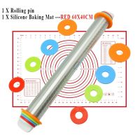 17inch Adjustable Stainless Steel Rolling Pin With Dough Mat Dough Roller with 4 Removable Adjustable Thickness Rings