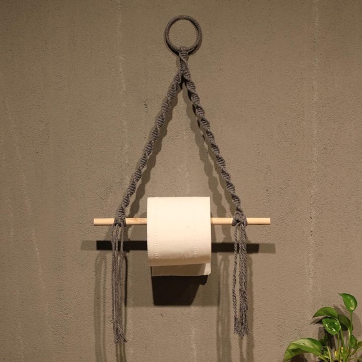 โบฮีเมียนเก๋-macrame-แขวนผ้าม่านผนังตกแต่งห้องราวตากผ้าเช็ดตัวห้องน้ำตะขอที่ยึดกระดาษชุดอุปกรณ์สำหรับห้องน้ำ