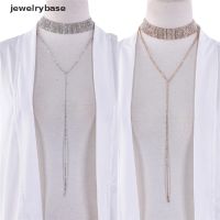 ℡✸✷ [jewelrybase] สร้อยคอโชคเกอร์แฟชั่น ประดับเพชรพลอยเทียม สําหรับผู้หญิง