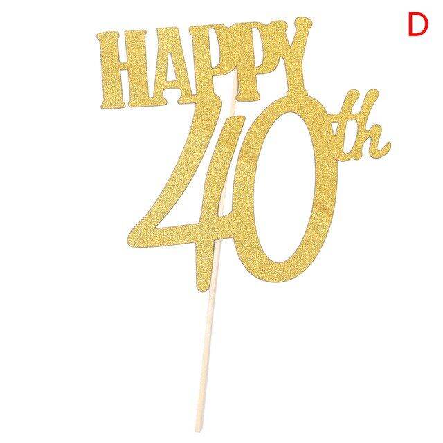 1pc 10 20 30 40 50 60 Happy Birthday Cake Per Wedding Cake Decorating