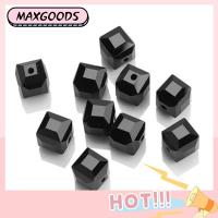 MAXG 196 PCS คริสตัลคริสตัลคริสตัล ลูกปัดน้ำตาลสี่เหลี่ยม สีดำสีดำ 8mm คะ ลูกปัดแก้วสีดำทรงลูกบาศก์ อุปกรณ์ทำเครื่องประดับงานฝีมือแบบทำมือ แฟเซ็ท ลูกปัดหลวมๆ สร้อยคอสำหรับผู้หญิง