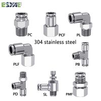 304 Stainless Steel Pneumatic Hose Fitting PC PCF PL PLF PB Air Tube Connector 1/8 1/4 3/8 1/2 BSP Quick Release Pipe Fittings