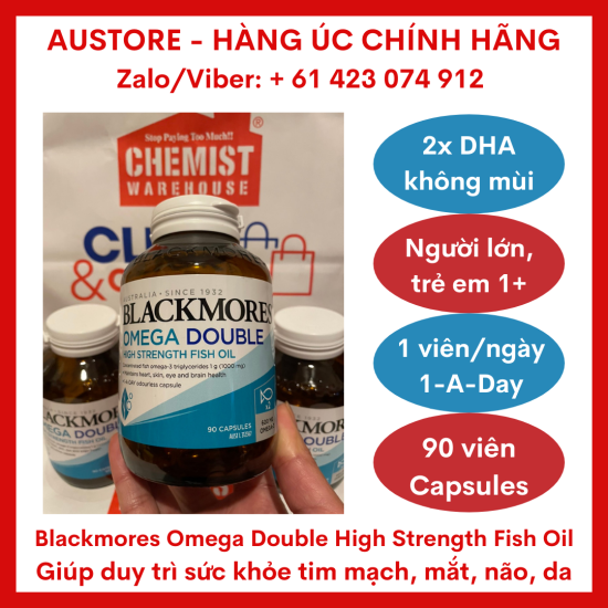 Dầu cá không mùi blackmores omega double high strength fish oil 90 capsules - ảnh sản phẩm 1