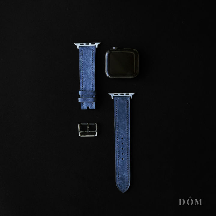 สายนาฬิกา-apple-watch-dom-type-03-cobalt-blue-สายนาฬิกาหนังแท้-german-deep-grain-สายแอปเปิ้ลวอชหนังแท้