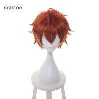 ccutoo 12" Game Mystic Messenger 707 Mens Orange Mix Short Shaggy Layered Fluffy Synthetic Party Hair Cosplay Wig ของขวัญ ของขวัญ