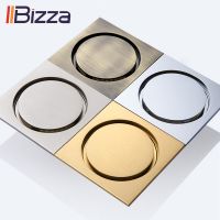 Brass Shower Drain Bathtub Drain Bathroom Toilet Kitchen Balcony Invisible Floor Drain Antique Brush Black Deodorization 10x10cm