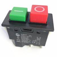 1ชิ้น IP55 4pin 220-240V สวิตช์นิรภัยปุ่มกดแม่เหล็กไฟฟ้า16A สำหรับ Mesin Kebun เครื่องมือไฟฟ้าอิเล็กทรอนิกส์อุปกรณ์สวิทช์ KJD17