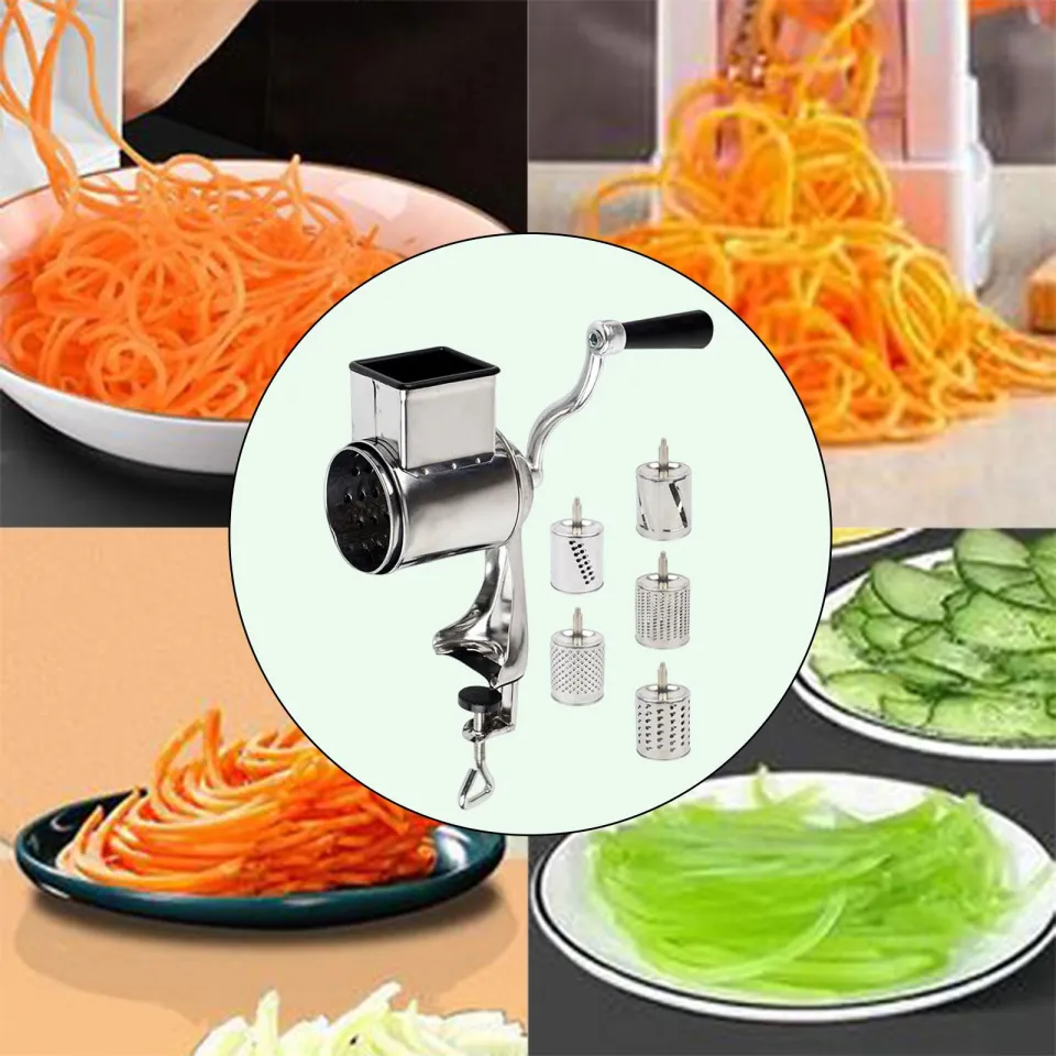  MASTER FENG Kitchen Grater, Cheese Grater 5 High-efficiency Vegetable  Slicer With Interchangeable Round Stainless Steel Blades, Suitable For  Fruits, Vegetables And Nuts (Silver): Home & Kitchen