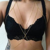 New Trendy Geometric Gold Silver Color Body Chains for Women Lady Sexy Chest Chain Bikini Body Jewelry Necklace Gift XR125