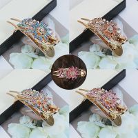 Korean new exquisite elegant Rhinestone sunflower three tooth clip hair accessories