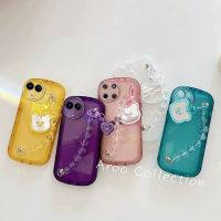 Phone Case เคส Realme 11 5G 4G Realme C51 Realme11 NFC สีใสสร้อยข้อมือคริสตัลเคสหมีจี้ป้องกันเลนส์กรอบนุ่ม2023